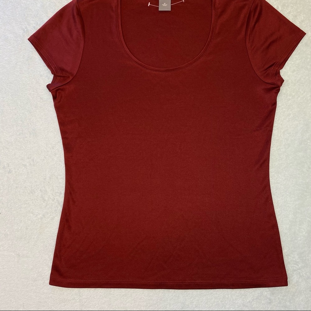 Ann Taylor Womens Short Sleeve Silk Scoop Neck Top - Picture 3 of 13